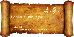 Lesko György névjegykártya